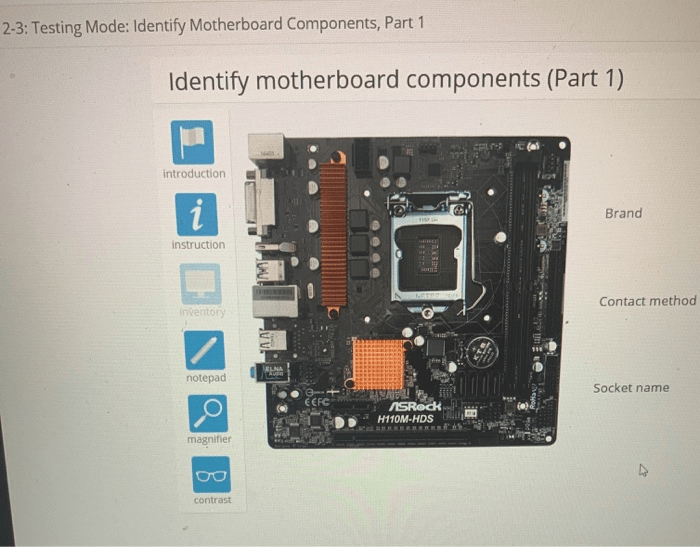 Lab 2-3 testing mode identify motherboard components part 1